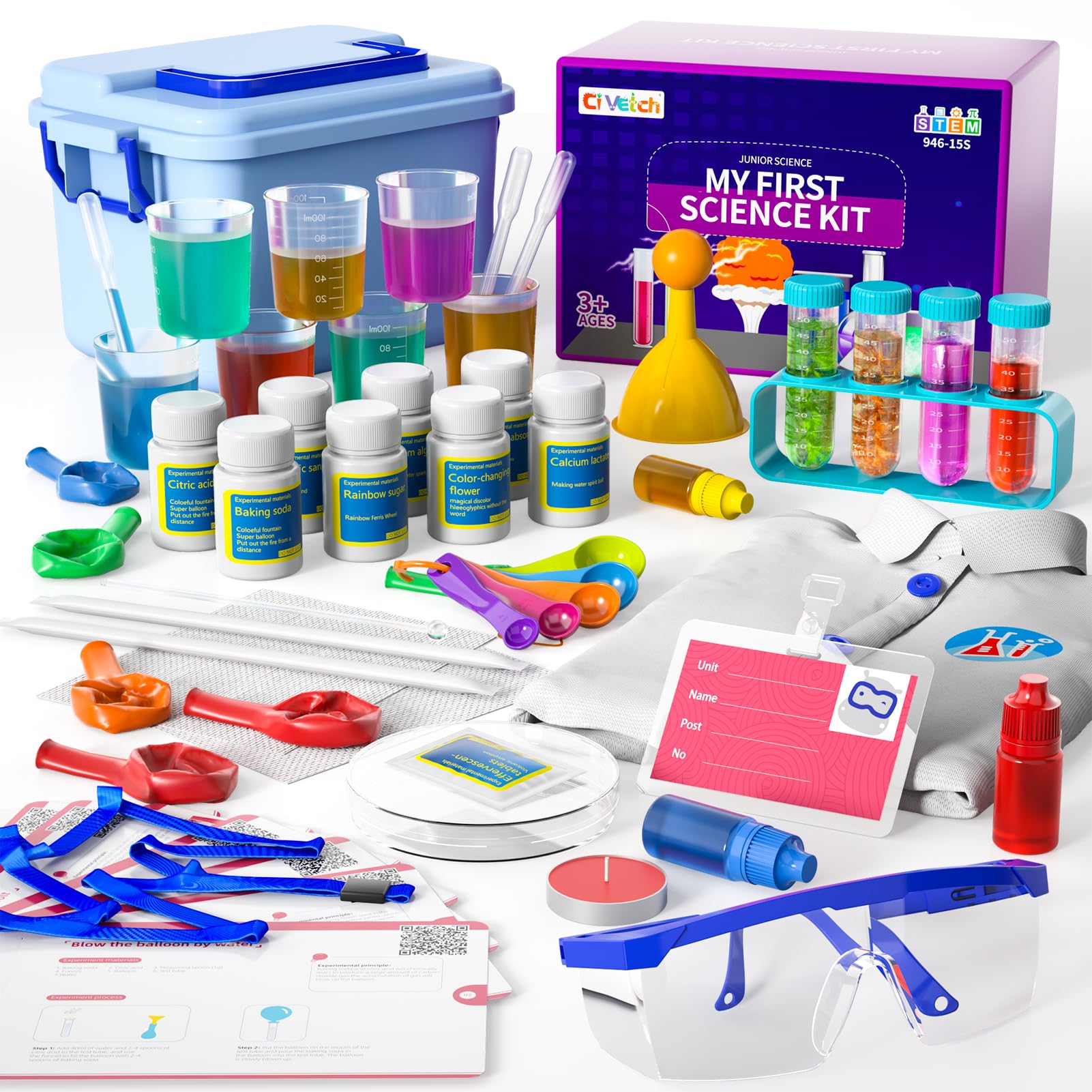240+ Lab Experiments Science Kit for Kids Boys 4-6-8-12, STEM Educational Scientific Toys for Boys Girls with Lab Coat, Goggle & Storage Box, Chemistry Set Birthday for Kids Boys Girls
