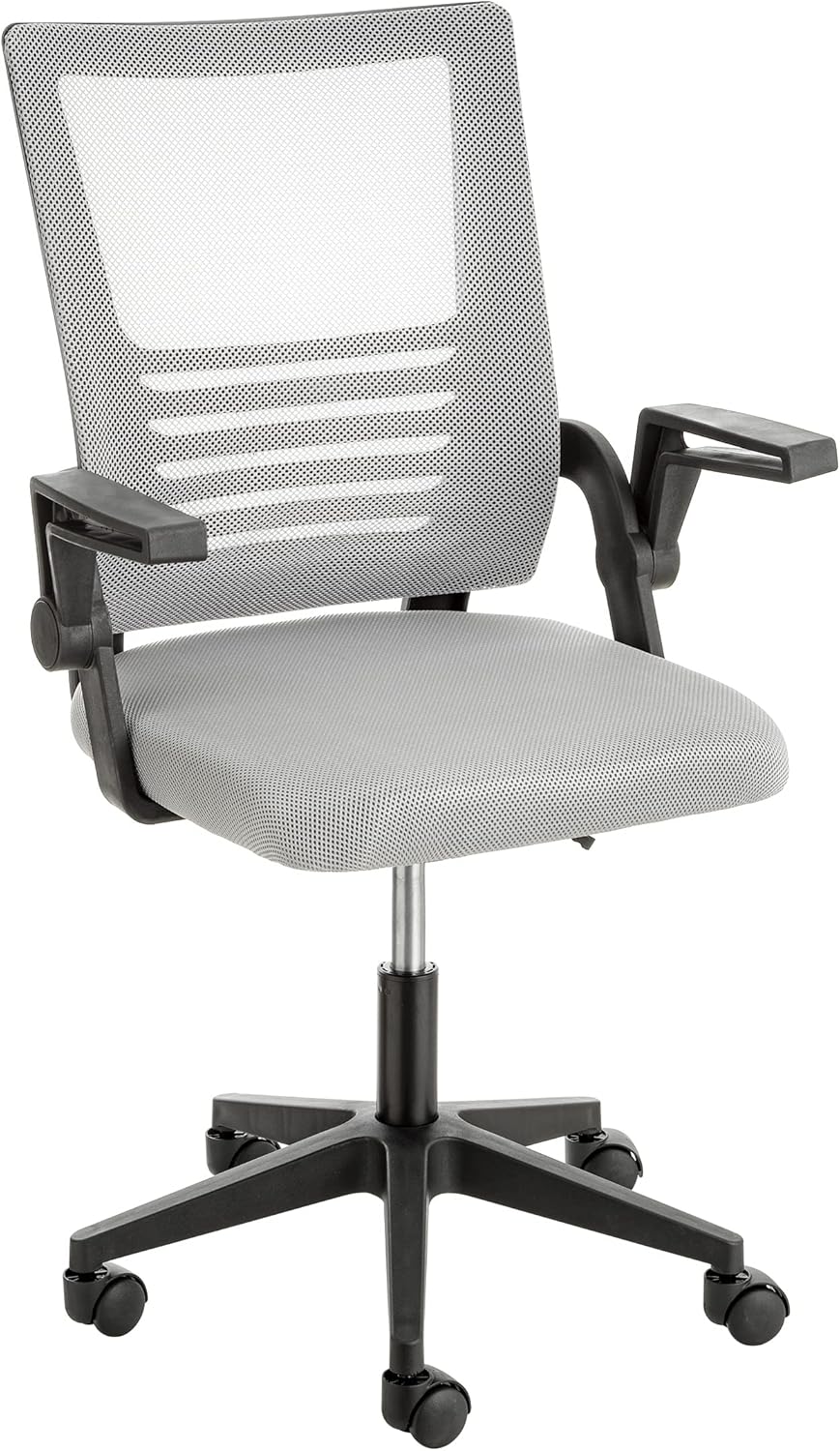 Baroni Home Sedia da Ufficio Imbottita Girevole, Poltroncina da Ufficio con Altezza Regolabile e Braccioli Mobili, Seduta Ergonomica, Grigia Grigio - Immagine 1