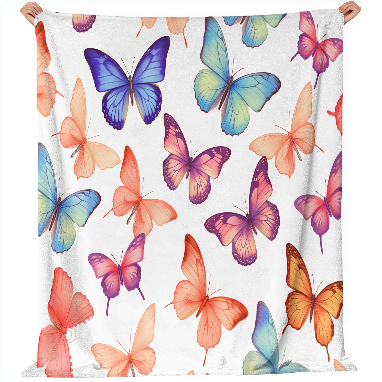 Genérico Manta de Lana de Cordero 150 x 200 cm - Rosa Claro Delicado Insectos Mariposas Manta de Franela para Sillón Sofá Cama, Suave Transpirable Agradable Frazada para la Piel de Otoño