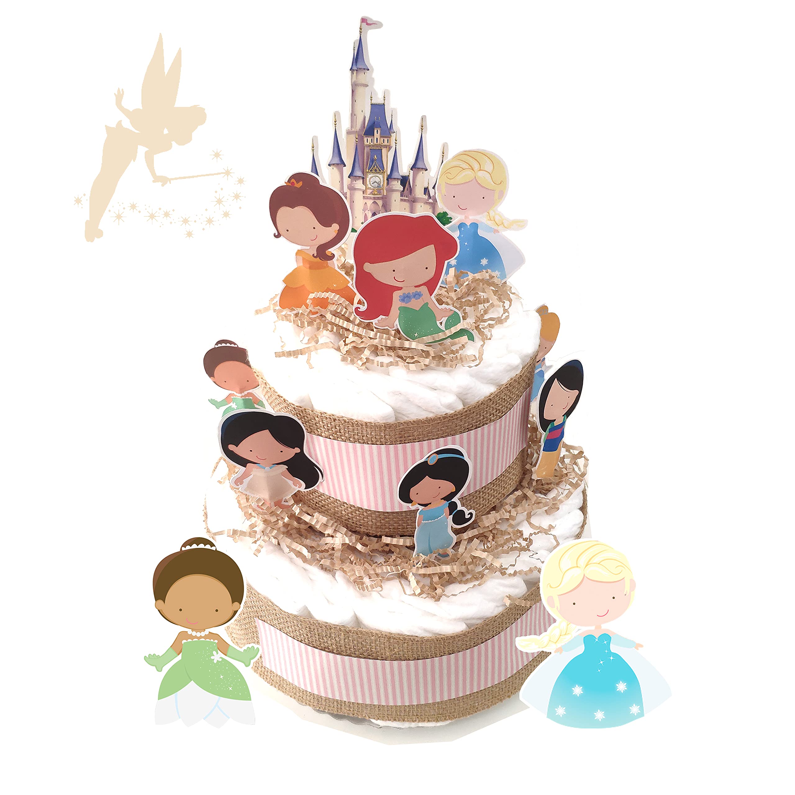 Tarta de pañales princess | Pañales | Regalos recién nacidos | Regalos bebés | Lulamuk