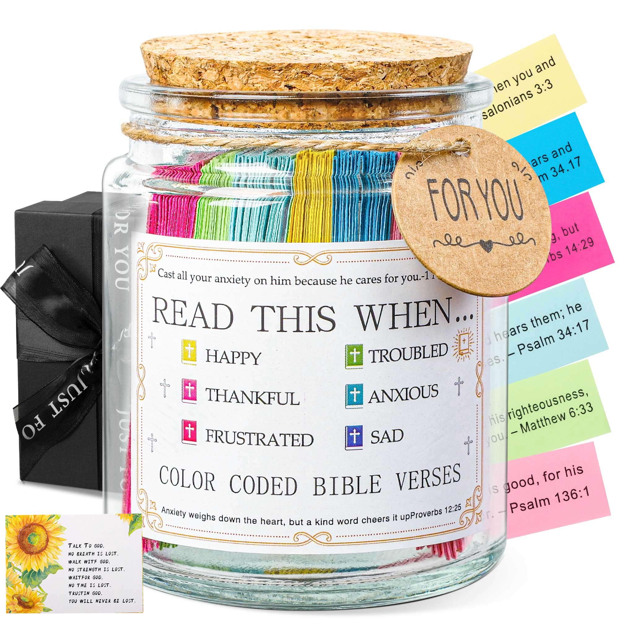 Bible Verse Jar, Read Me When Bible Verses Jar For Daily Encouragement, Inspirational Prayer & Reflection,Graduation Gift for Her,Gifts for Mom from Daughter Son, Christian Gifts for Women