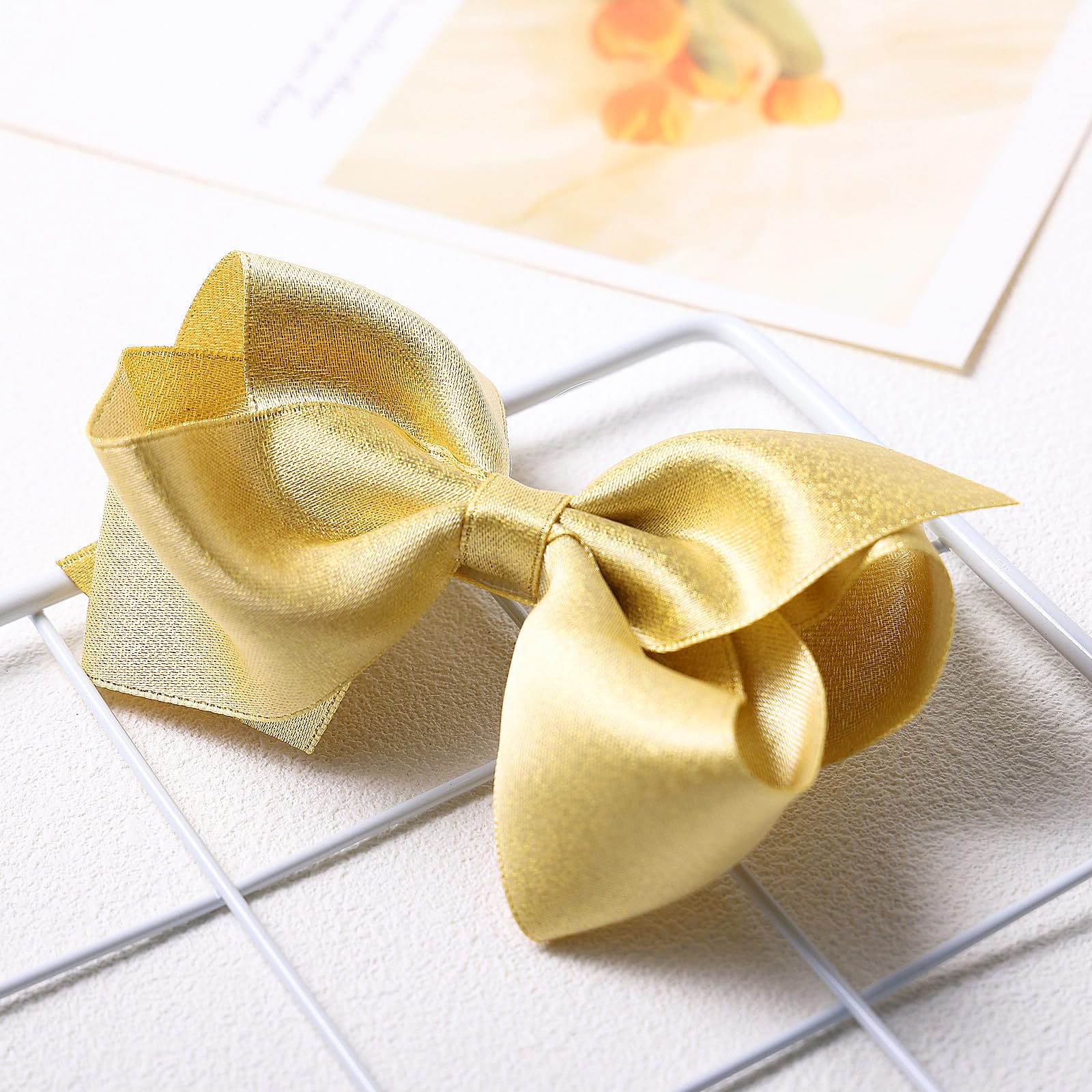 Amazon.com : 2 Pcs Big Shiny Glitter Light Gold Ribbon Hair 