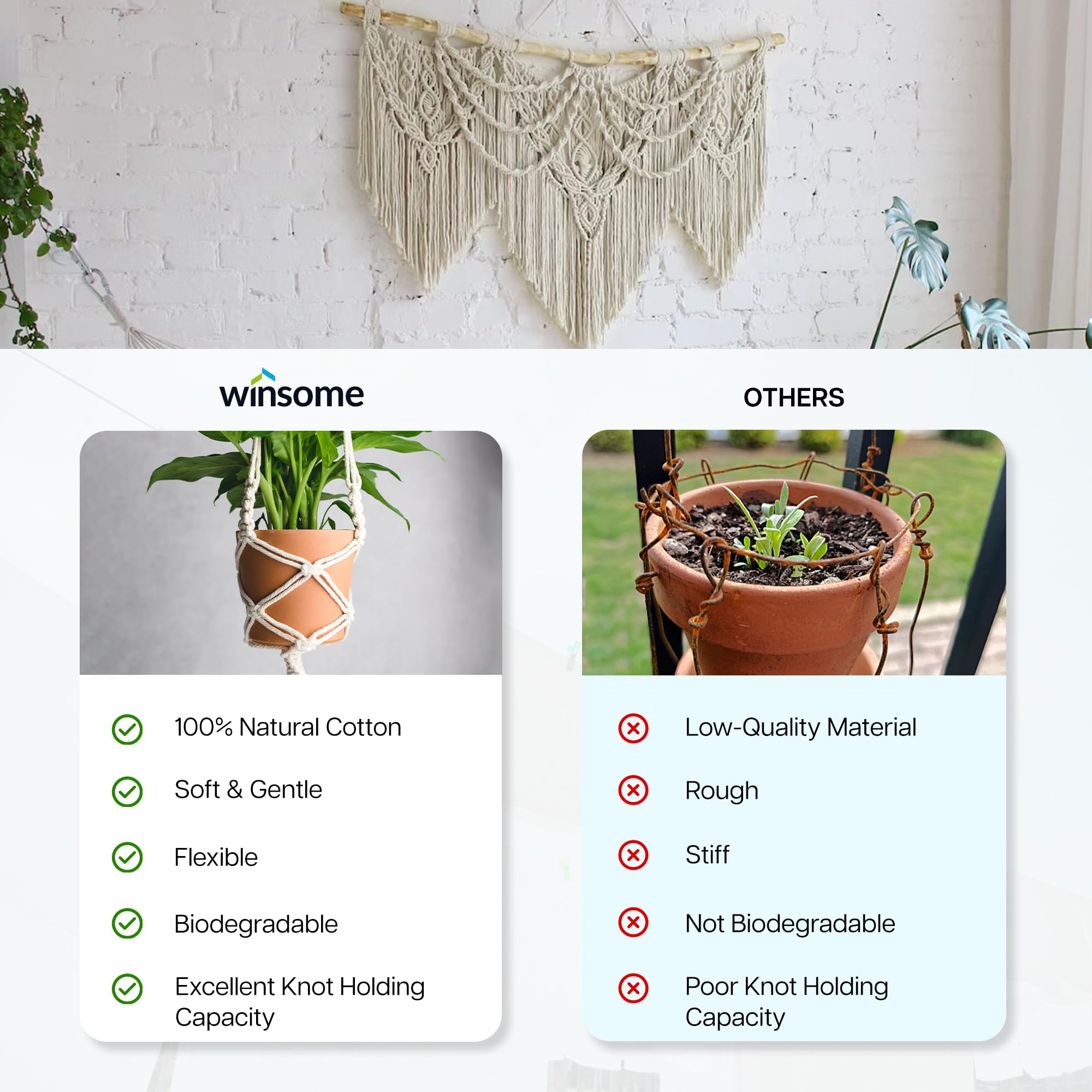 Winsome Baumwollseil 4 Mm – 30 Meter, Natürliches Wäscheseil, Für Makramee & Garten