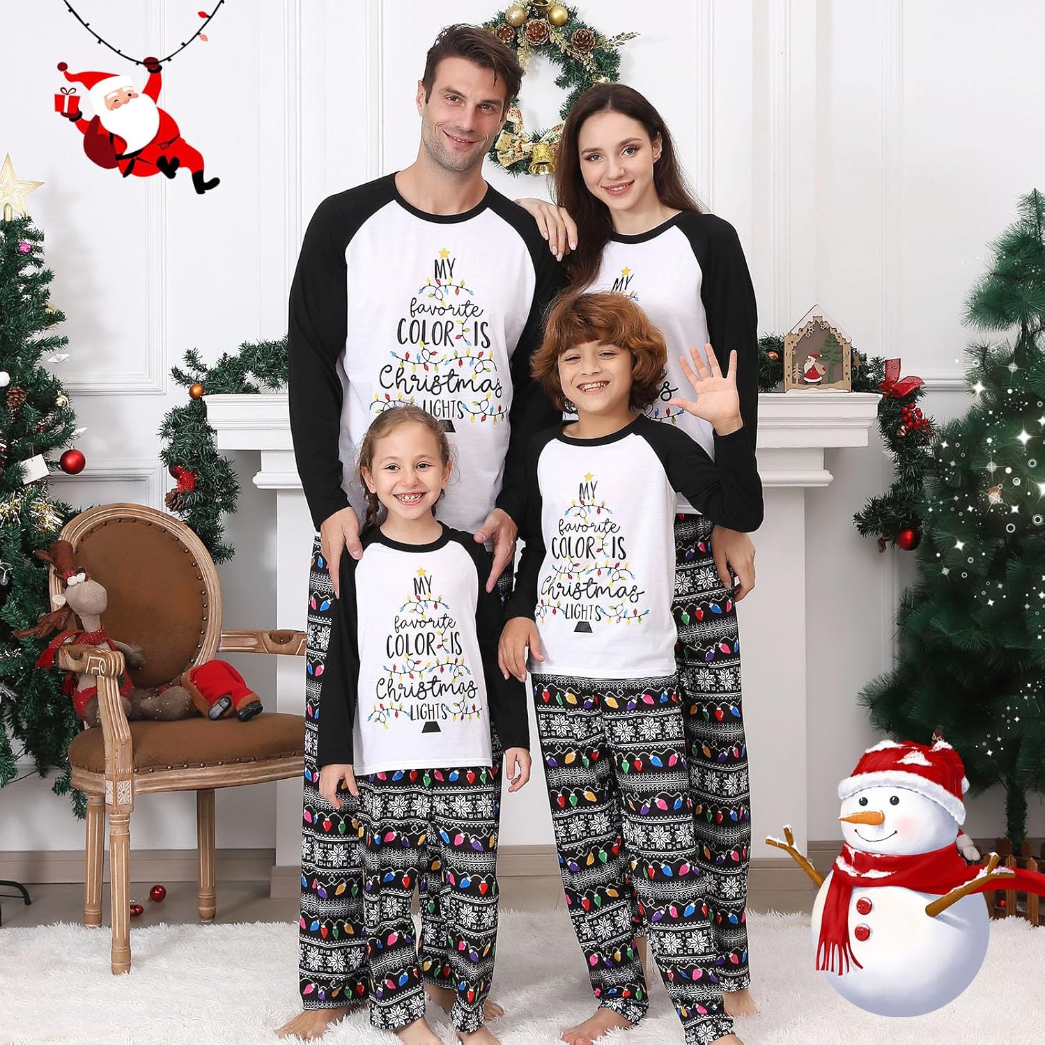 ANGELGGH Family Pajamas Matching Sets, Cute Christmas Printed 2 Piece Sleepwear, Holiday PJs Jammies for Couples/Women/Men - Image 5