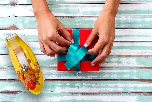 Miniatura 3 de Amazeko Dispensador de cinta de mono aplaudiendo con platillos, divertida decoración de escritorio de animales, 1 pulgada de núcleo, plátano con