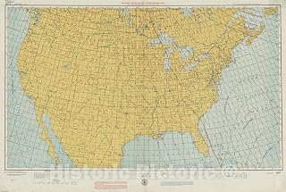 Historic Pictoric Map : United States 1955, Isogonic Chart of The United States, 1955.0 : Lines of Equal Magnetic Declination and Equal Annual Change, Antique Vintage Reproduction : 44in x 30in