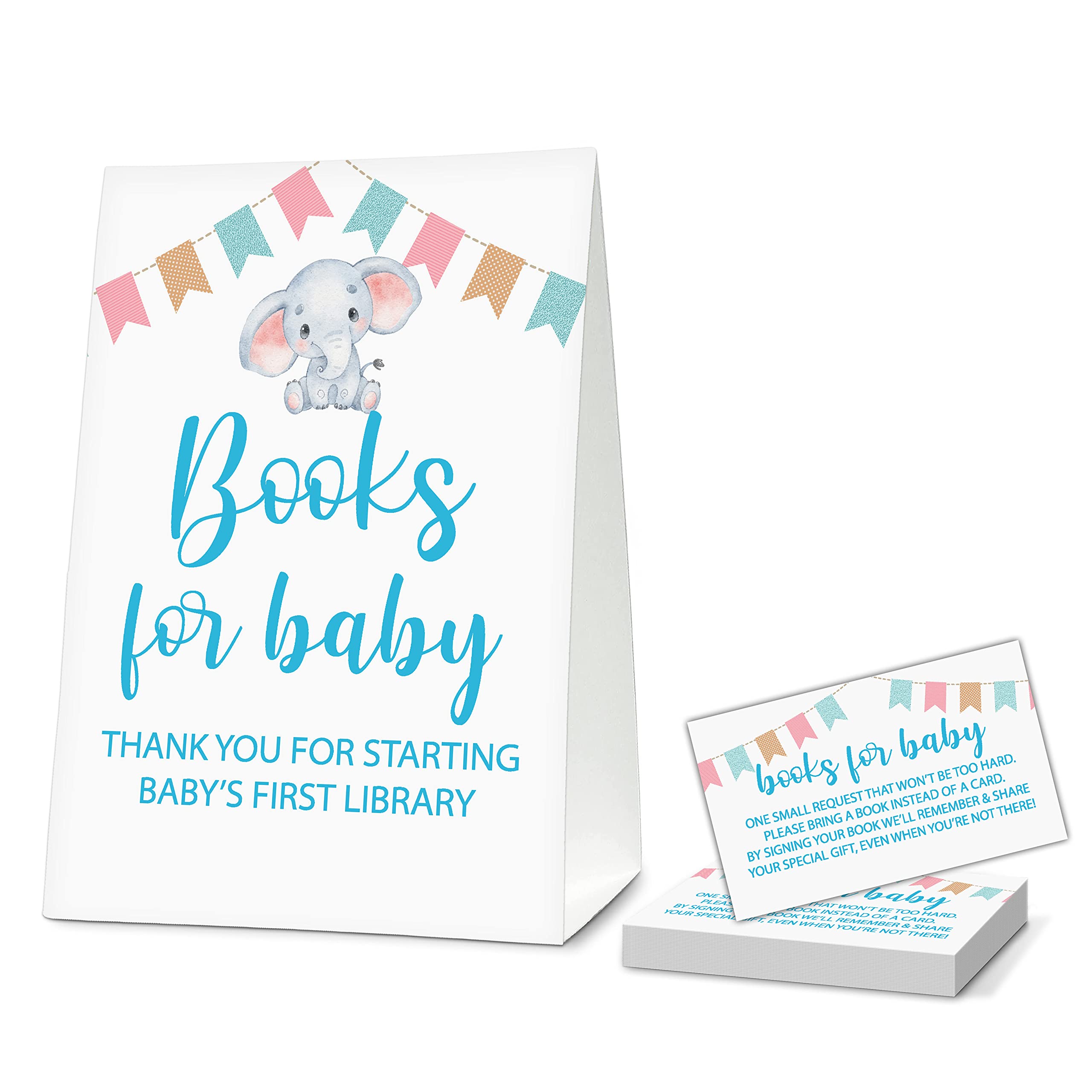 ONDTOM Blue Watercolor Elephant Baby Shower Party 5