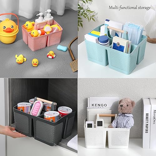 Miniatura 4 de rejomiik Cesta portátil para ducha, organizador de plástico para limpieza, bolsa de almacenamiento con asa para baño, universidad, artículos