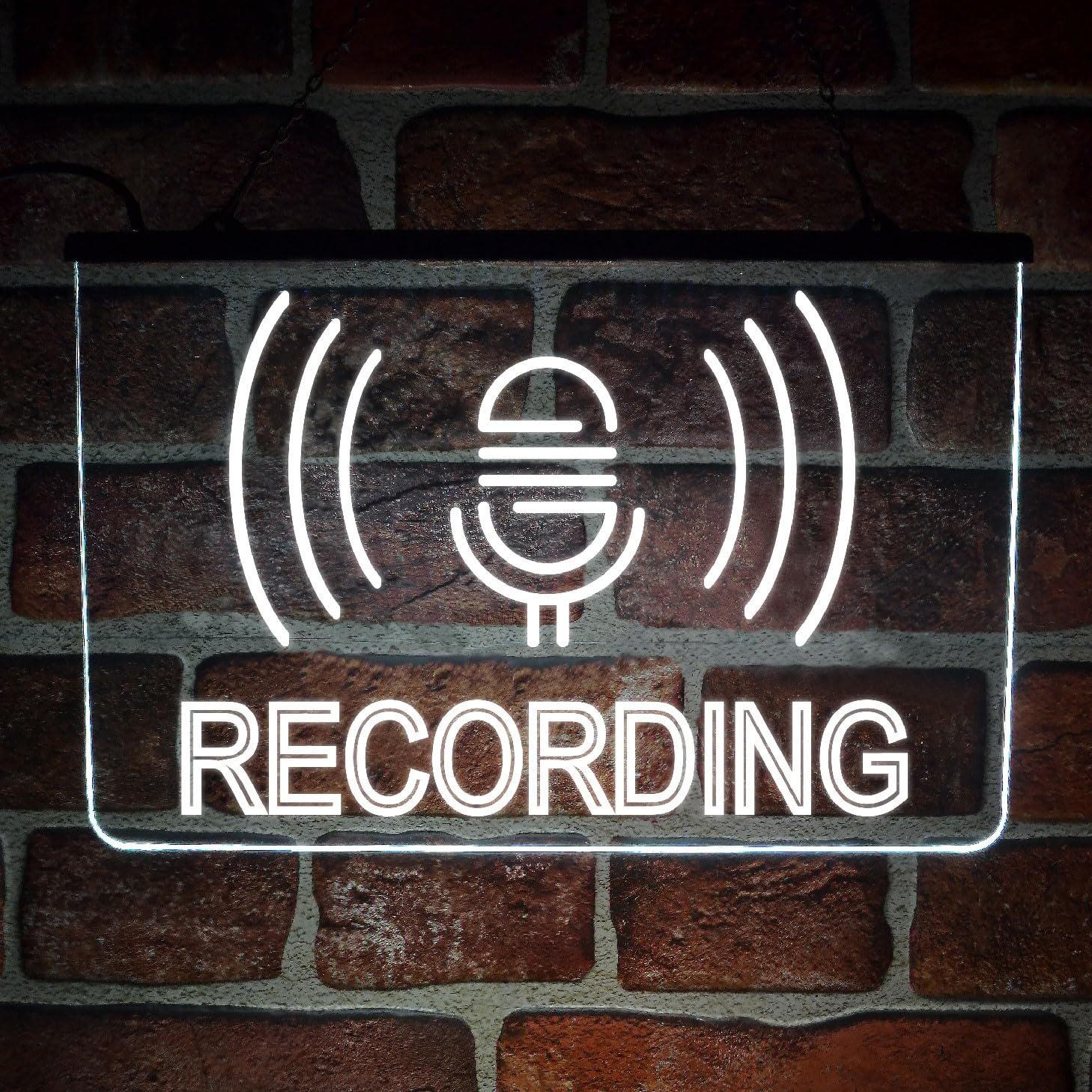 Recording On Air Neon LED Light Sign | Multicolour Hanging Wall Display for DJ Booth, Music Studio, YouTube, Podcast, Radio Room | USB Powered (White)