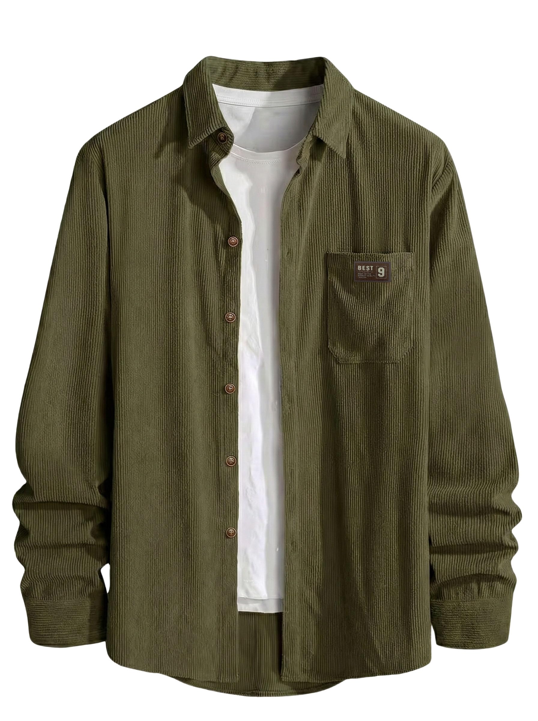 indoprimo Men’s Corduroy Shirt | Premium Ribbed Full Sleeve Casual Overshirt | Button-Down Solid Shirt with Chest Pocket | Regular Fit-picture-36