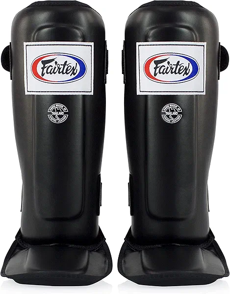 Fairtex SP3 Muay Thai Shin Guards for Men, Women, Kids | MMA Training, Kickboxing | Premium, Lightweight & Durable |Avoid shin splints During Training, Sparring (Black, Medium)