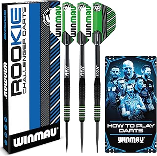 Winmau Rookie Brass Darts Set with Flights, Shafts (Stems) and Exclusive Darts Booklet - Available in Blue, Red and Green