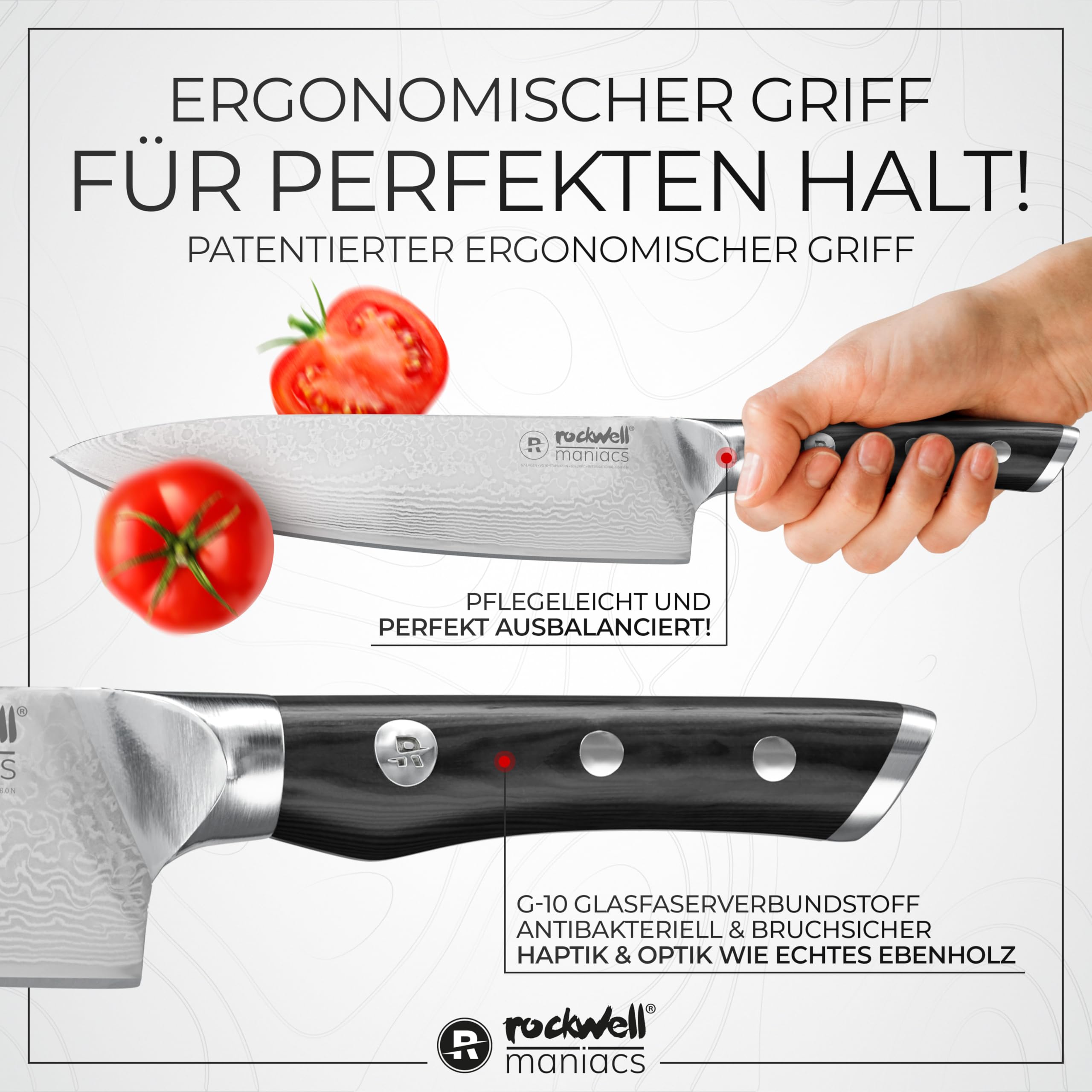 Damastmesser Kochmesser Damast Küchenmesser 67 Lagen Damaststahl mit VG10 Schneidekern G10 Griff 20,5 cm Klinge scharfes Küchenmesser Damaststahl Geschenk für Männer