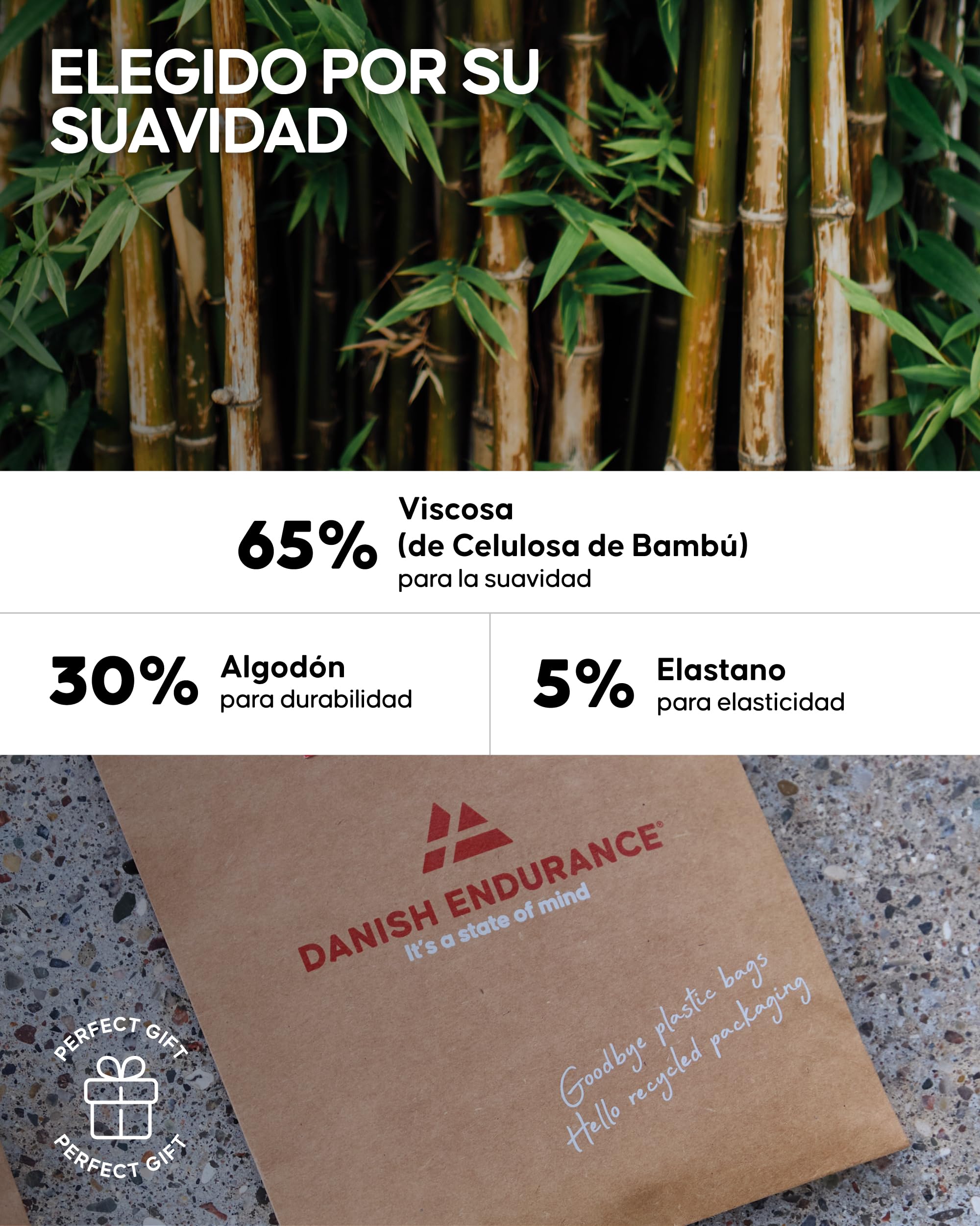 DANISH ENDURANCE Calzoncillos Bóxer de Bambú para Hombre, Extra Largos, Suaves y Elásticos, 3 y 6 Pack