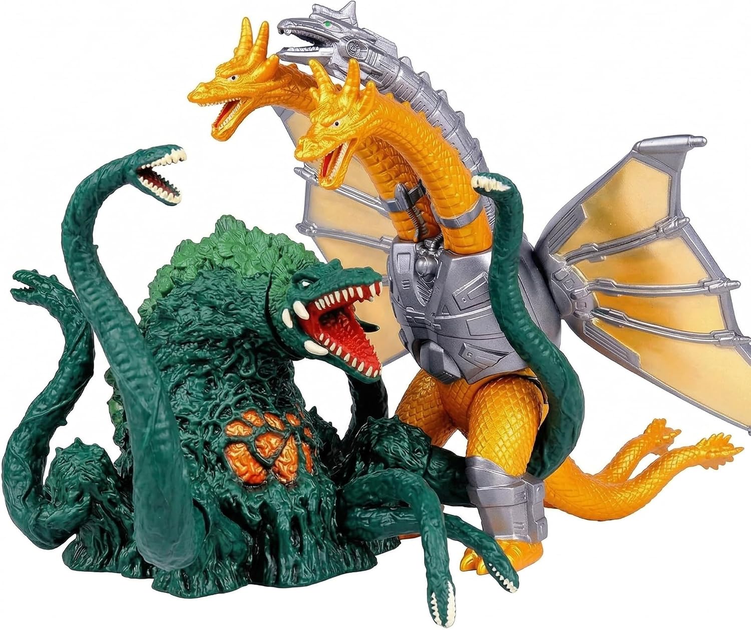 JAYKENIXO 2PCS Biollante 5" and King Ghidorah 7" Tall Monster Action Figures – Movable Joints, Detailed Kaiju Creature Toy for Kids Play, Display & Gift