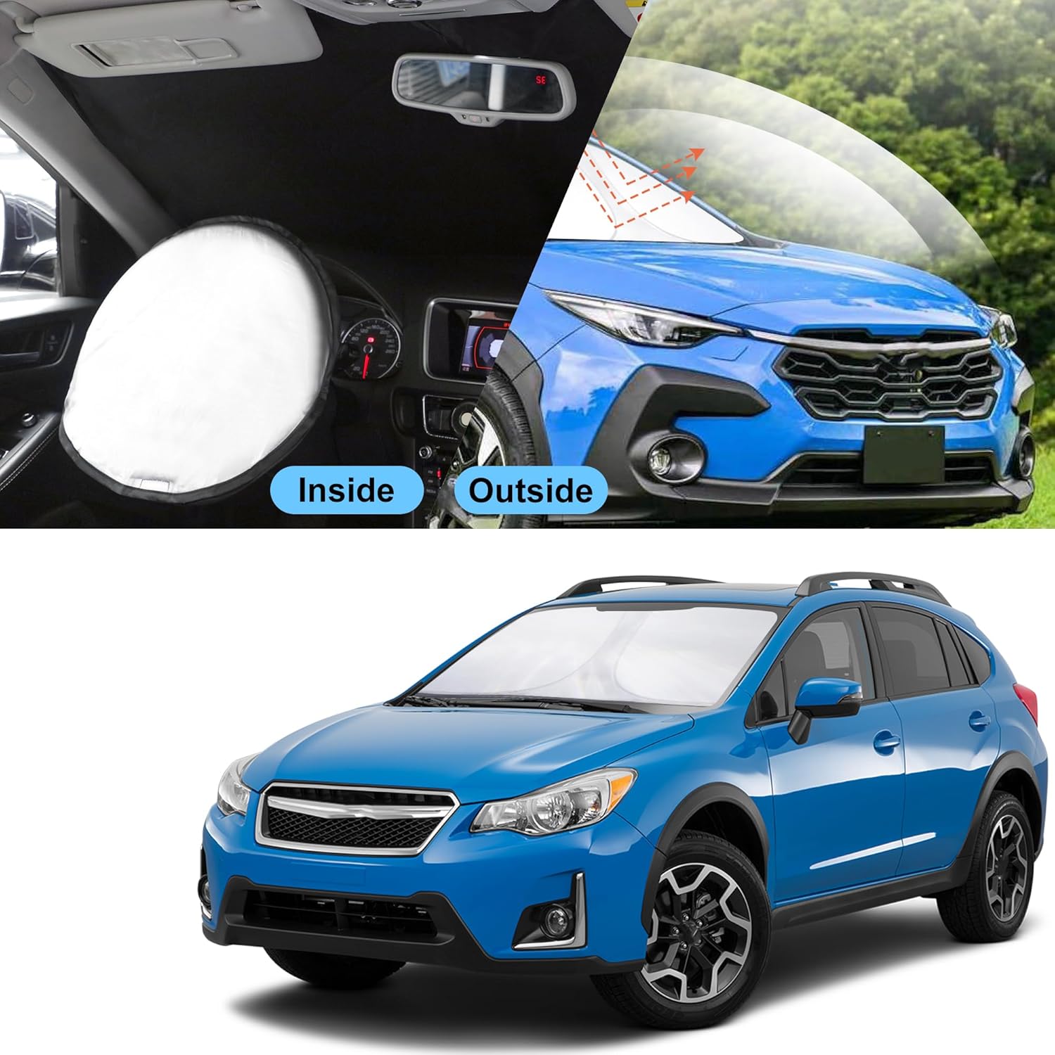 TINGLU Sun Shade for Subaru Crosstrek 2013-2017 Accessories Windshield Sun Shade Window Shade UV Rays Protection Sun Visor Cover with Steering Wheel Sunshade Storage Bag