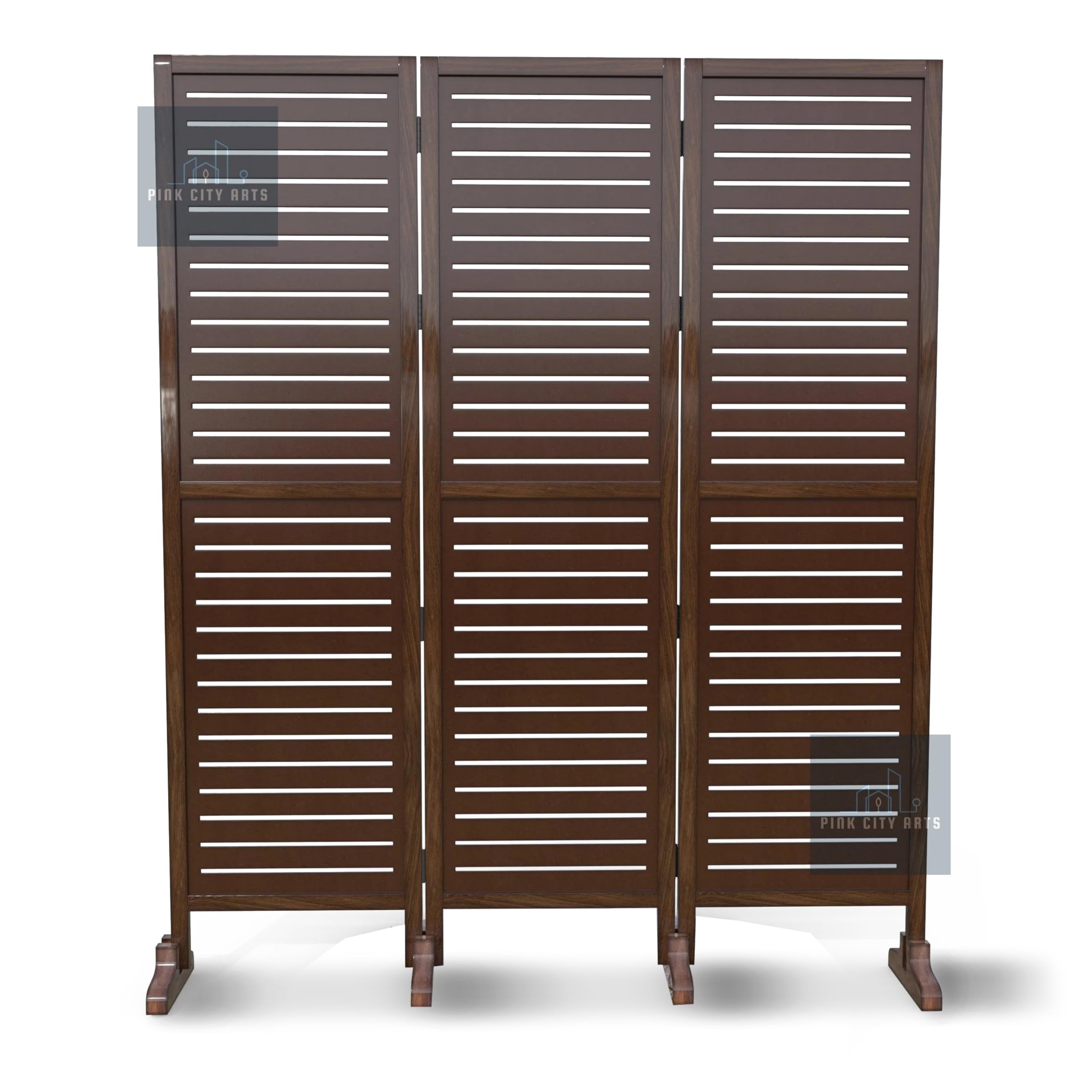 PINK CITY ARTS Mango Wooden Partition for Living Room | Room Divider for Office Panel | Wall Separator 6 Feet | Partitions and Dividers (3 Panel with Stand)-image-48