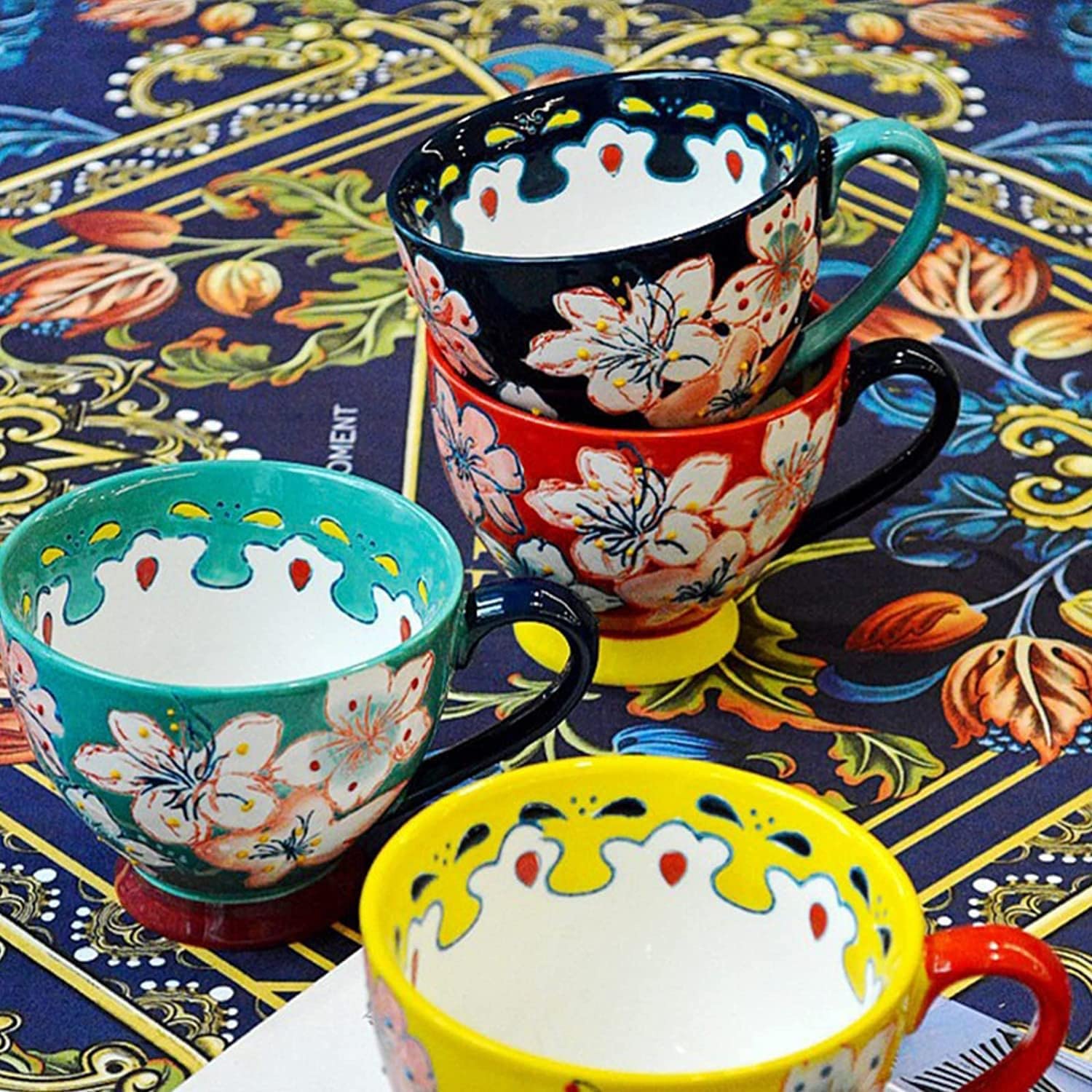 Gigantyczne kubki śniadaniowe, salaterka, ceramiczny kubek do zupy, ceramiczny kubek do kawy Premium Kubki Kubek do herbaty, Zestaw 1/4 Ceramiczny kubek do kawy i herbaty, 15 uncji Duży zestaw do herb