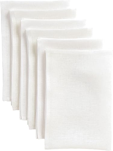 Solino Home Servilletas de lino de 20 x 20 pulgadas, juego de 6, servilletas de tela blanca 100% de lino puro para primavera, Pascua, verano  Fete,