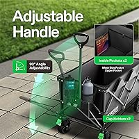 Vista 6 de Vivosun - Carrito de servicio plegable de alta resistencia para campamento, jardín, intemperie, ruedas universales y mango ajustable, negro