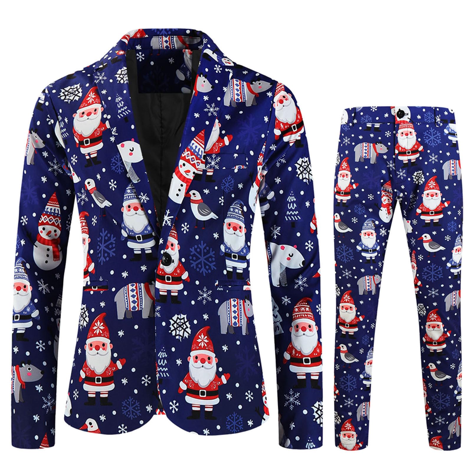 Weihnachten Anzug Herren 2 Teilig 1Mantel und 1Anzughose, Weihnachtsmantel Santa Lustig 3D Slim Fit Herrenanzug Anzüge Modern Christmas Anzüge Set Weihnachtsanzug Festlich Weihnachten Sakko Jacke