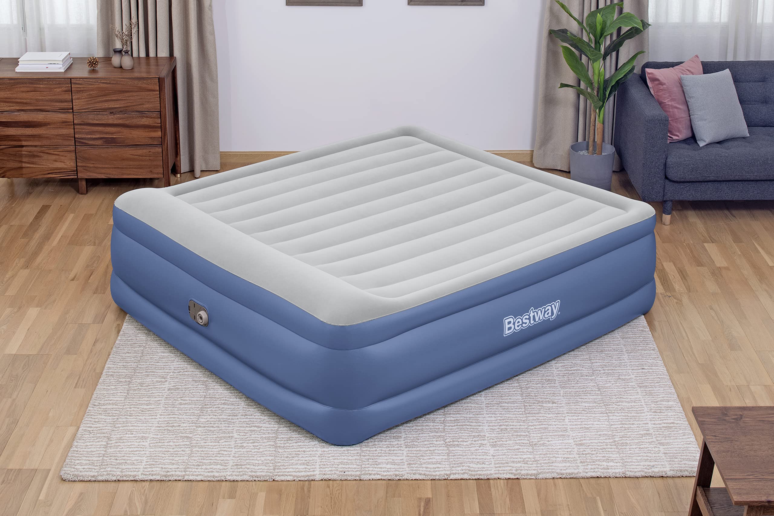 Bestway 80" x 76" x 22"/2.03m x 1.93m x 56 cm Tritech Air Mattress King Built-in AC Pump