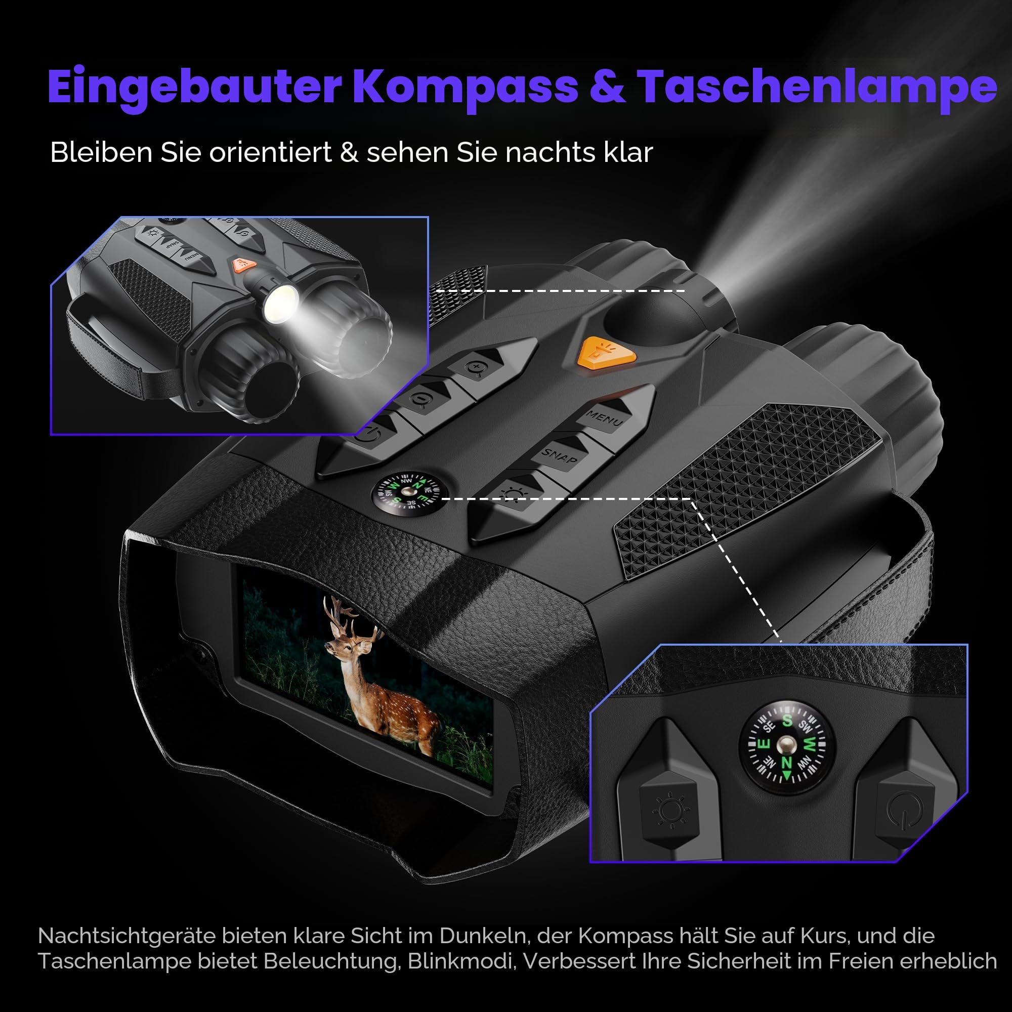 Nachtsichtgerät 4K Infrarot Kamera 10X Digitalzoom Wiederaufladbare Fernglas mit Nachtsicht