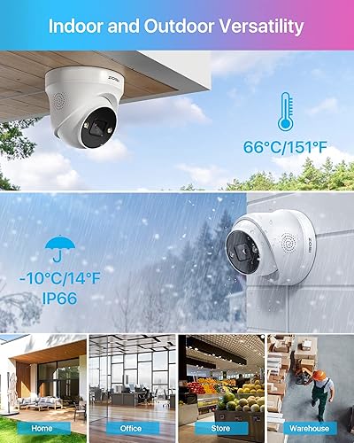 Miniatura 7 de ZOSI 4PK 4K PoE Cámara incorporada con cables Ethernet, cámara de seguridad domo de 8MP resistente a la intemperie para interiores y exteriores con