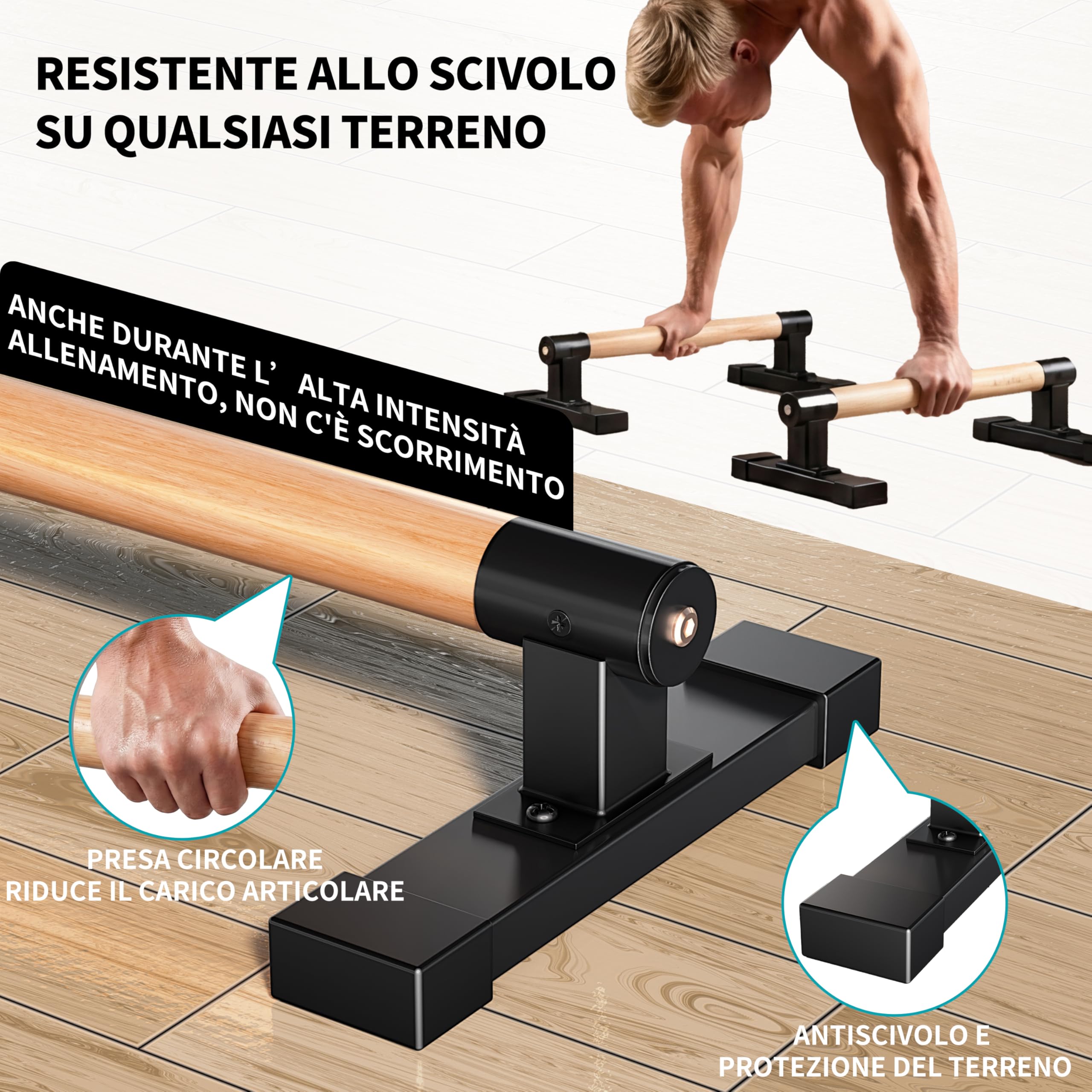 Barre parallele,Push Up Parallettes con Impugnatura in Legno per Calisthenics,verticali e allenamento della forza con manici in legno di faggio,attrezzatura fitness per dei muscoli de