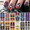 12 Sheets Halloween Full Nail Wraps Stickers, Nail Polish Strips DIY Self-Adhesive Nail Art Decals Pumpkin Bat Ghost Spider Skull Pattern with 2 Piece Nail Files for Party Decor 168 Pieces