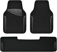 Vista 8 de CAR PASS Alfombrillas universales impermeables de cuero sintético de 3 filas para automóvil, alfombrillas negras para automóvil que se ajustan a