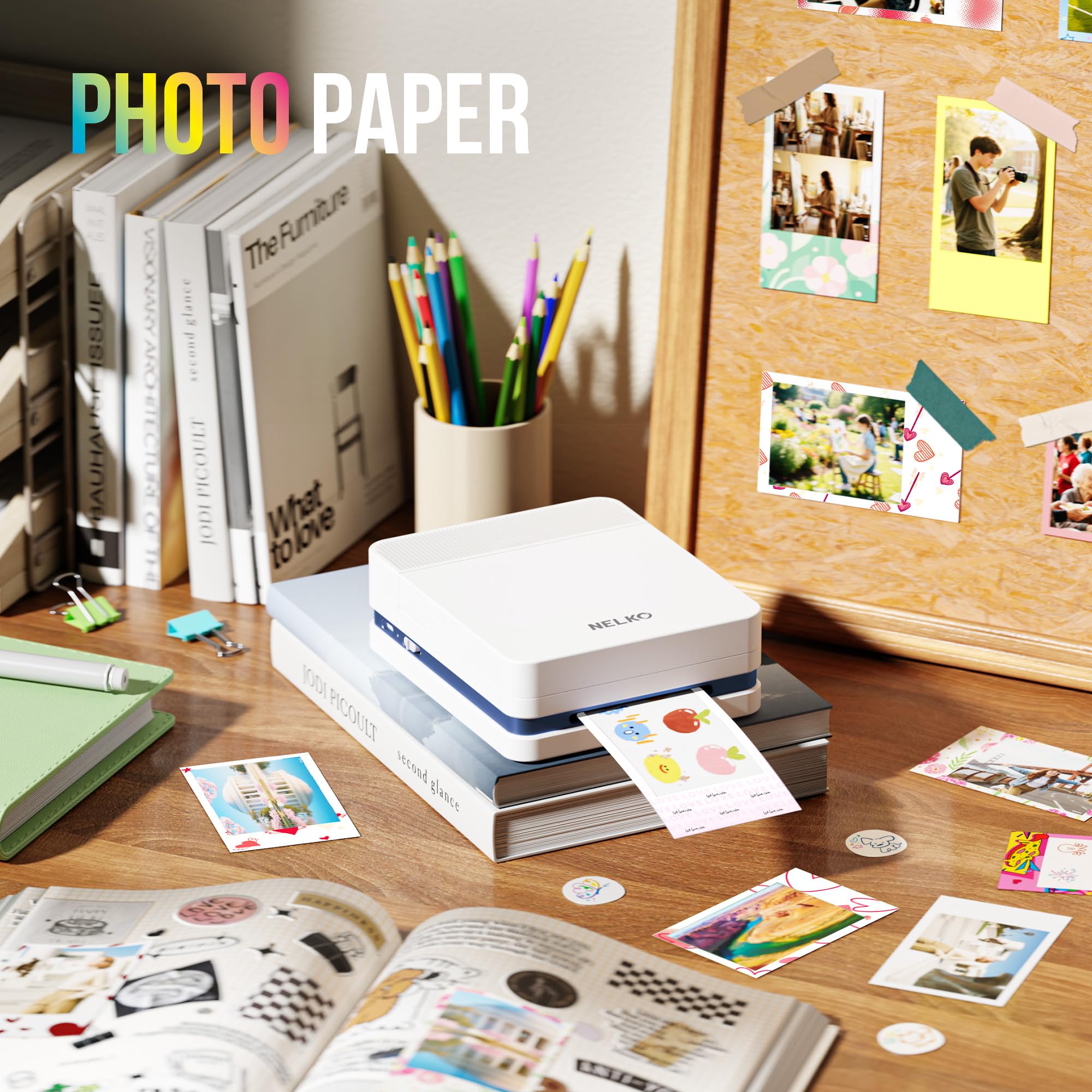 Nelko Portable Photo Printer, PP03 Color Mini Photo Printer for iPhone & Android, with 50 Sheets of Photo Paper, Bluetooth Picture Printer for Christmas, Family, Travel, White - 2