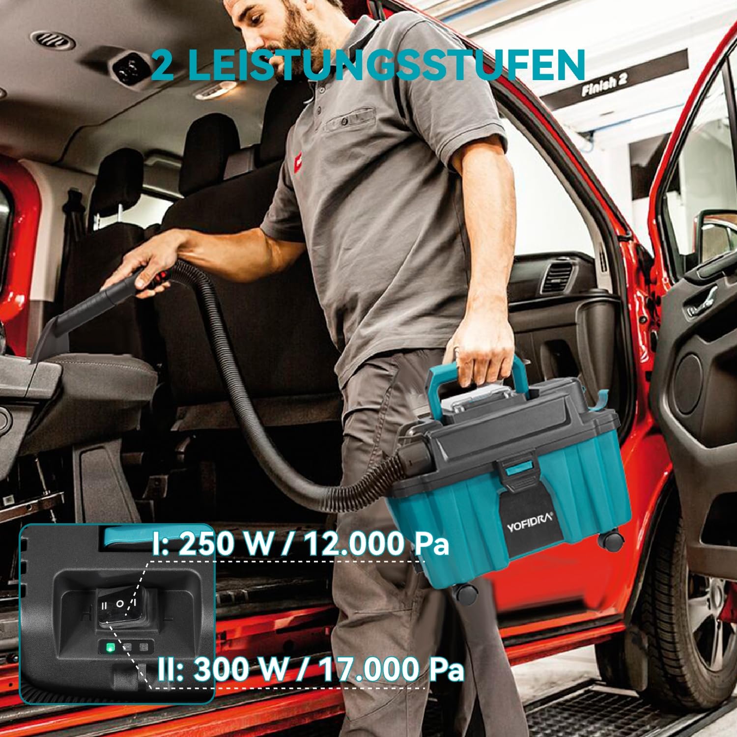 Yofidra Aspiratutto Solidi e Liquidi, 3 in 1 aspirapolvere da officina, aspirapolvere senza spazzole da 15 kPa, 10 L, filtro HEPA, compatibile con batteria Makita da 18 V (batteria non inclusa)