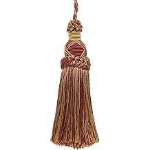 DECOPRO 5 1/2" 14cm Key Tassel 4" 10cm Loop with Criss Cross Design Style# KTIC Burgundy Gold Red Multicolor #1253 Carmine Red Yellow Gold Dark Red Individually Sold