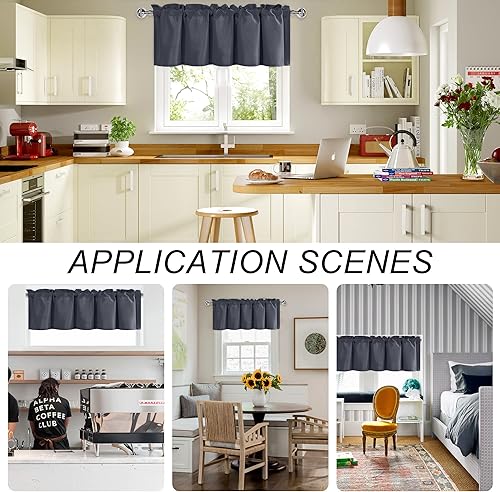 Miniatura 2 de DWCN Cenefa de cocina para ventanas, cortina de bañosótano para tratamiento de ventanas, cortinas cortas de 18 pulgadas, 1 panel, 52 x 18 pulgadas,