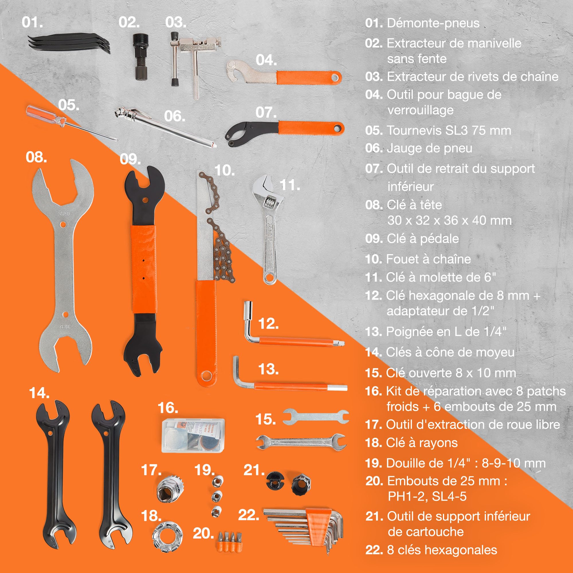 VonHaus Kit d'Outils de Vélo 35 Pièces – Kit de Réparation de Vélo Portable, Outils pour Vélo de Route, Électrique et VTT avec Étui de Transport – Convient pour la Réparation Professionnelle de Vélos