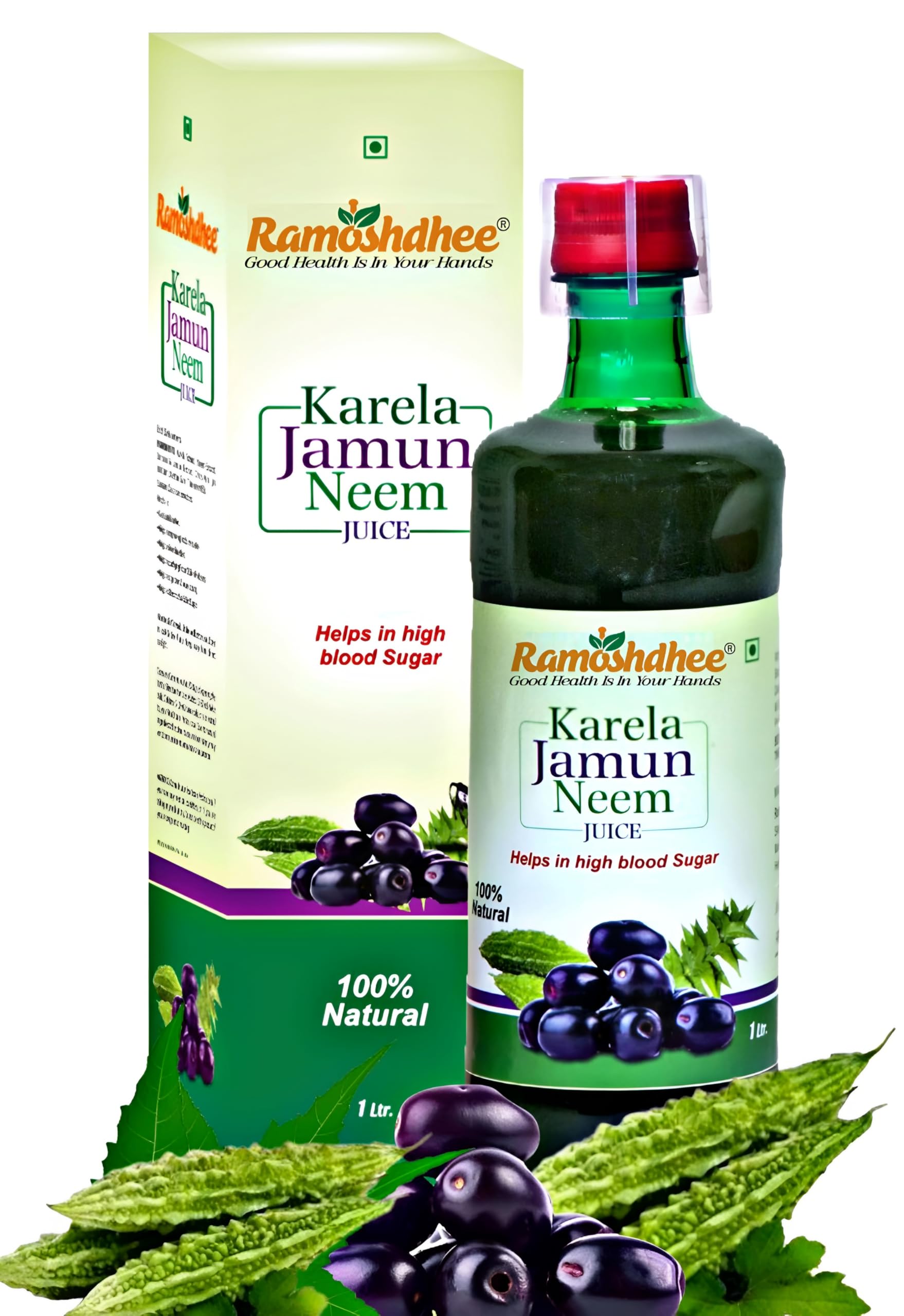 Karela Jamun Neem Juice | Support Blood Sugar Level and Lower Bad Cholesterol | 1L