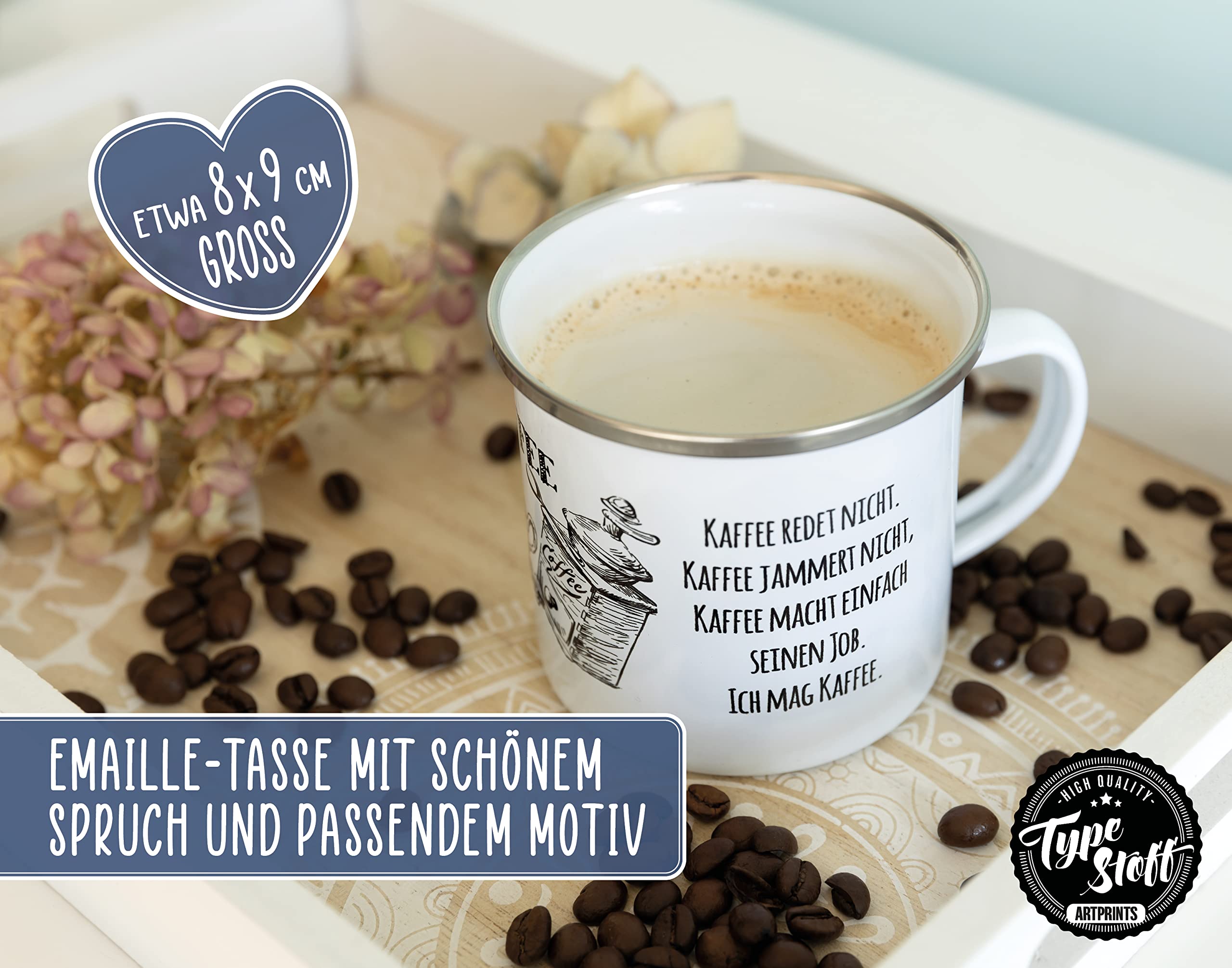TypeStoff Emaille-Tasse Anti-Stress | Vintage Look Mit Spruch, 370 Ml, Perfektes Geschenk
