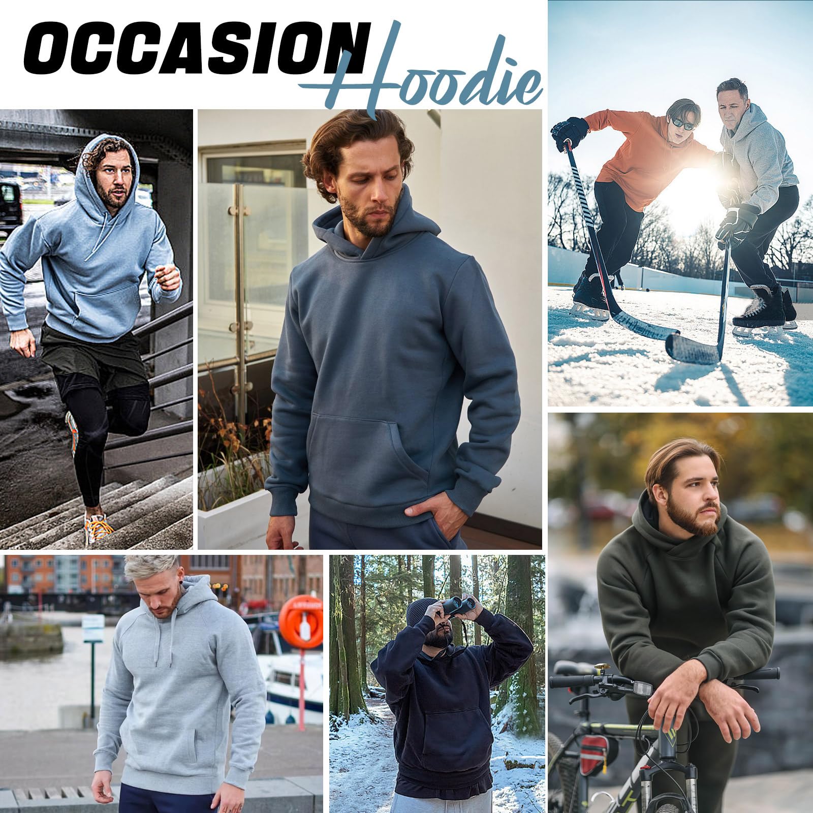 UMIPUBO Felpa Uomo con Cappuccio Invernale Giacca Felpe in Pile Caldo Manica Lunga Termica Foderato Pullover Girocollo Hoodie Sweatshirt con Tasche Cappotto da Uomo Abbigliamento