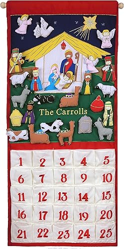 Miniatura 8 de Pockets of Learning - Calendario de Adviento personalizado de natividad tradicional  Decoración navideña, escena del pesebre de la guardería,