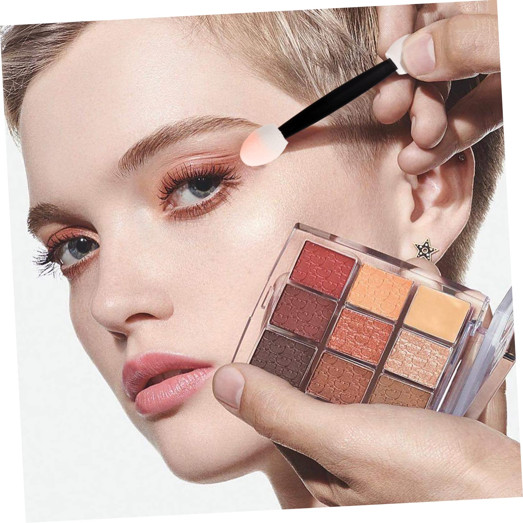 Baluue Double-ended Eye Shadow Stick Makeup Tool Eye Shadow Sponge Lipstick Brush Small Lip Brush for Women