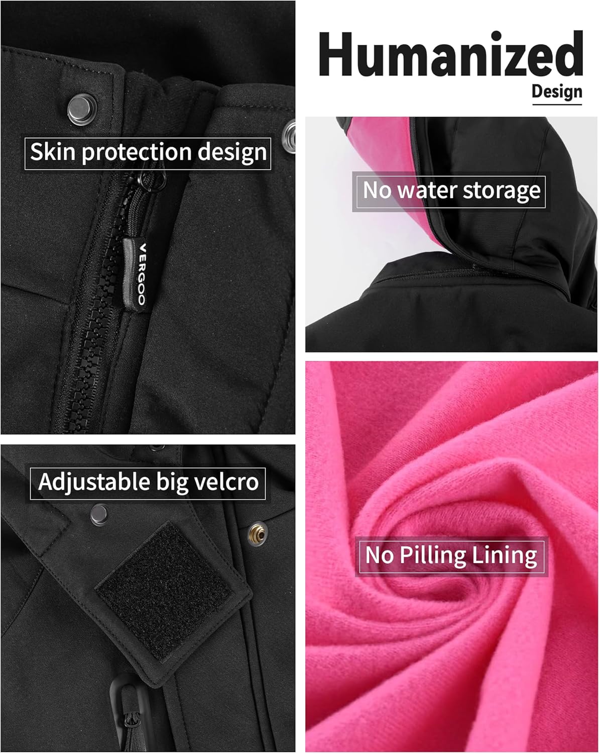 VERGOO Graphene Heated Waterproof Jackets for Women with Hood Included 18400mAh Battery Pack - Image 6