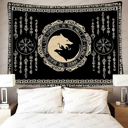 Miniatura 9 de F-FUN SOUL Tapiz de los vikingos nórdicos, franela suave, 40 x 30 pulgadas, árbol de la vida vikingo Yggdrasil, runa celta escandinava, tapiz de