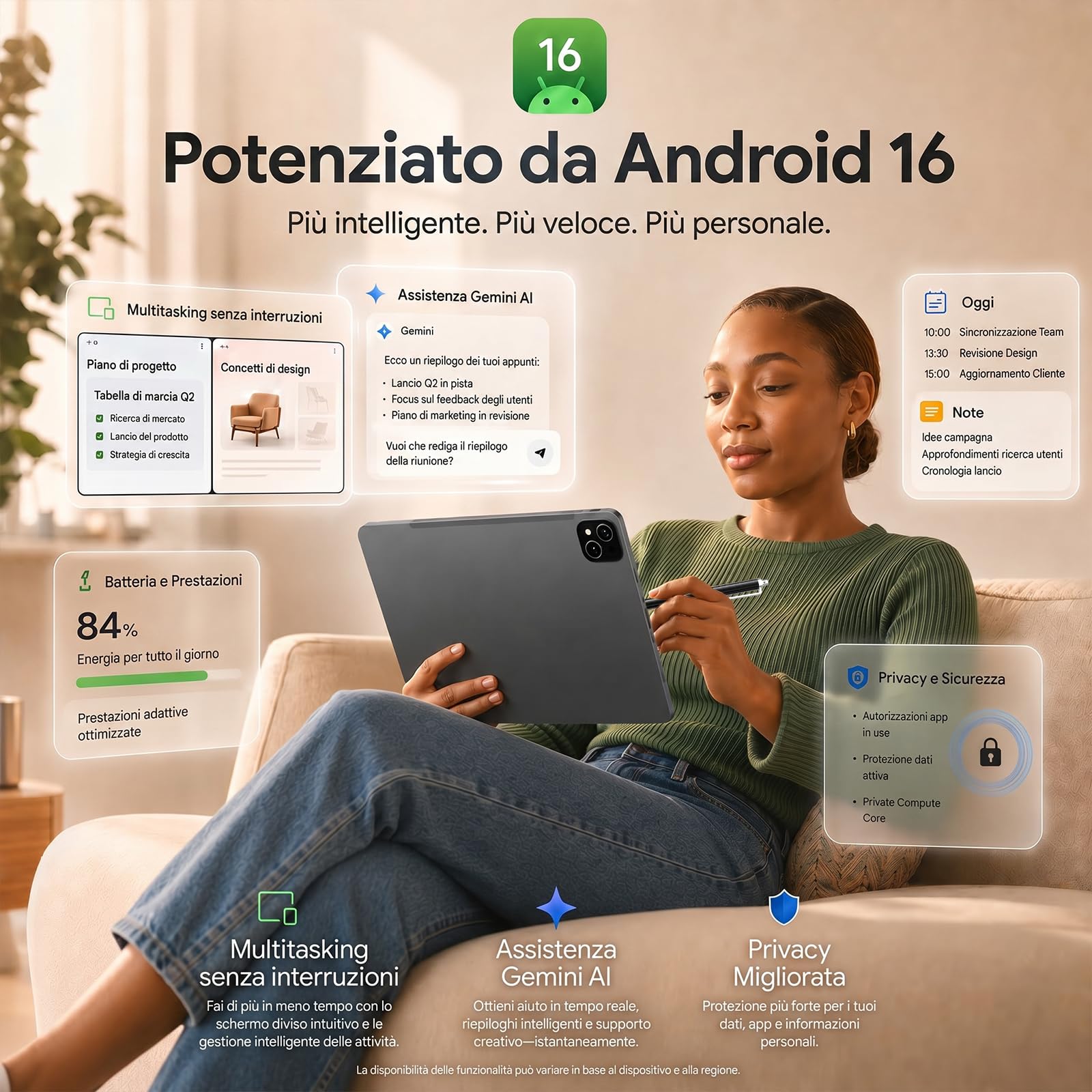 Tablet Android 16 da 11,5 Pollici con Bundle Tastiera, Display BOE 2.8K | Ampio spazio 32GB+256GB | Luminosità 500 nit | Gemini AI | Slot Dual SIM e garanzia di 4 anni per famiglia, studenti e viaggi