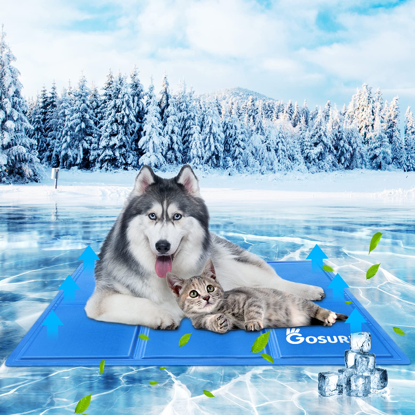 Gosure Dog Cooling Mat Large 90x50cm Durable Pet Cool Mat Non-Toxic Gel Self Cooling Pad Cooling Mat for Dogs,Cats,Pets (L(50 * 90cm))