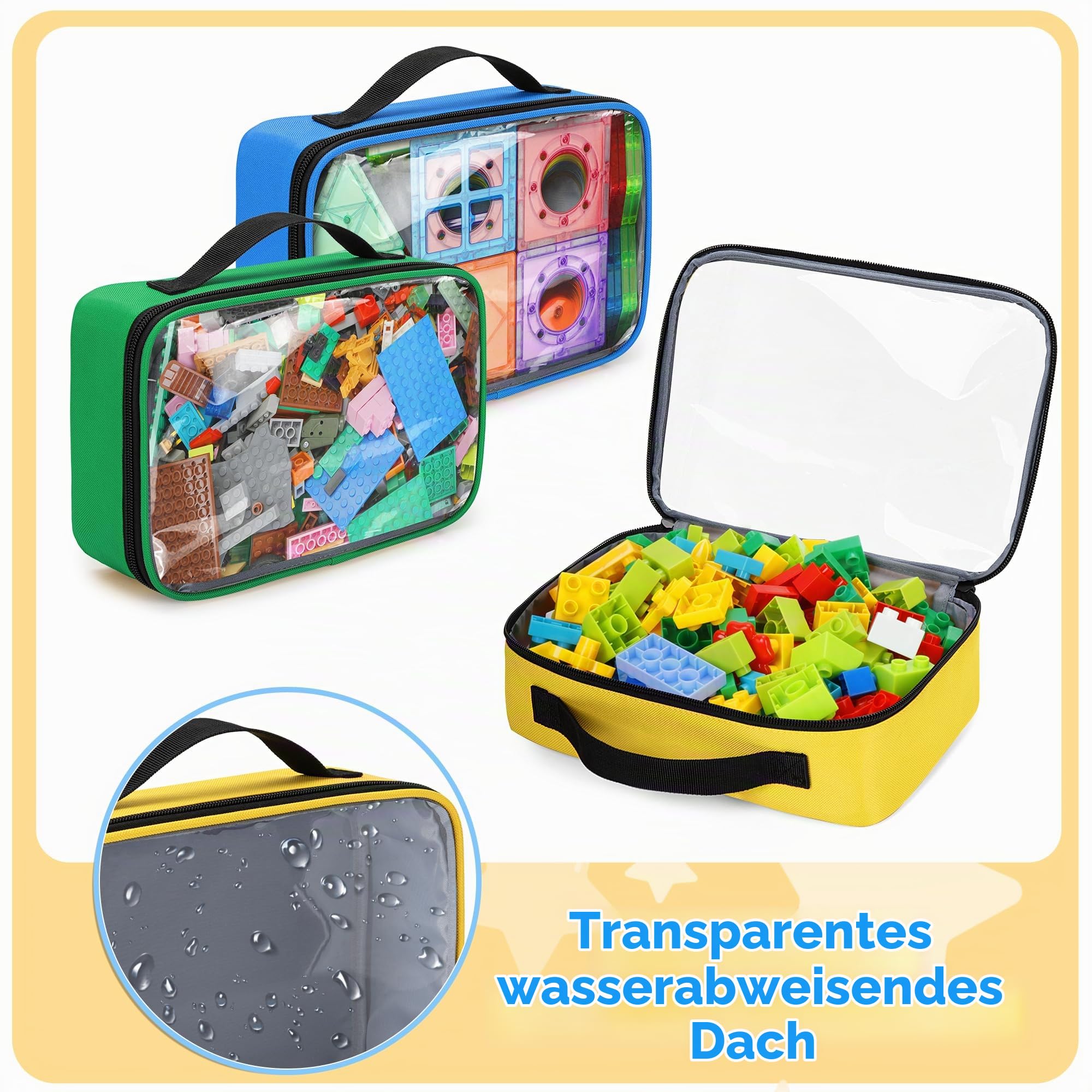 Rexmica 4 Stück Spielzeug Aufbewahrungstasche, Doppellagige Spielzeugtasche
