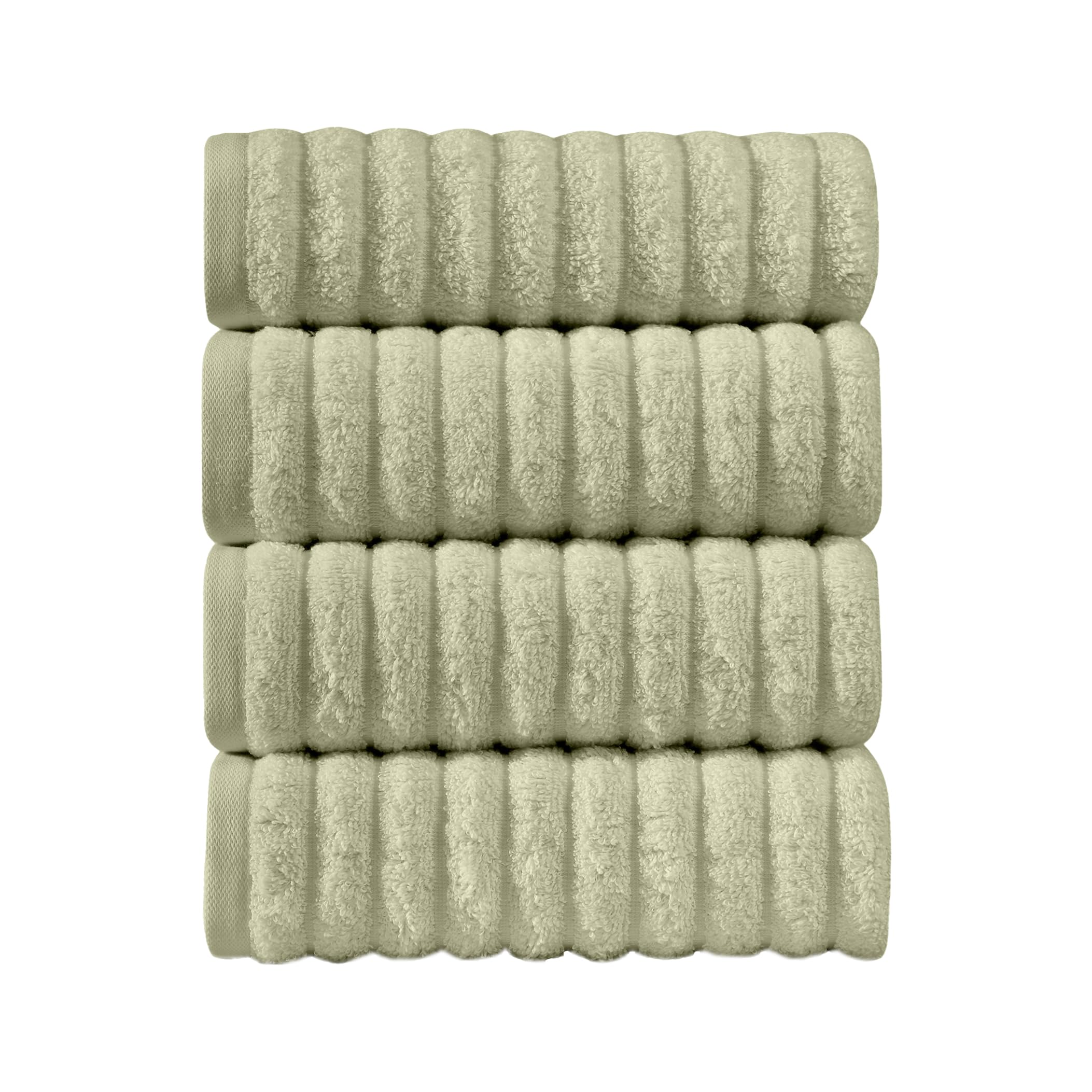 Elegant Comfort Luxury 100% Turkish Cotton Corduroy Ribbed 4 Pack Hand Towel Set 16 x 28 Inch - Absorbent, Super Soft, Quick Dry, Premium Towels for Bathroom, Gym, Spa and Hotel Use, Mint Green