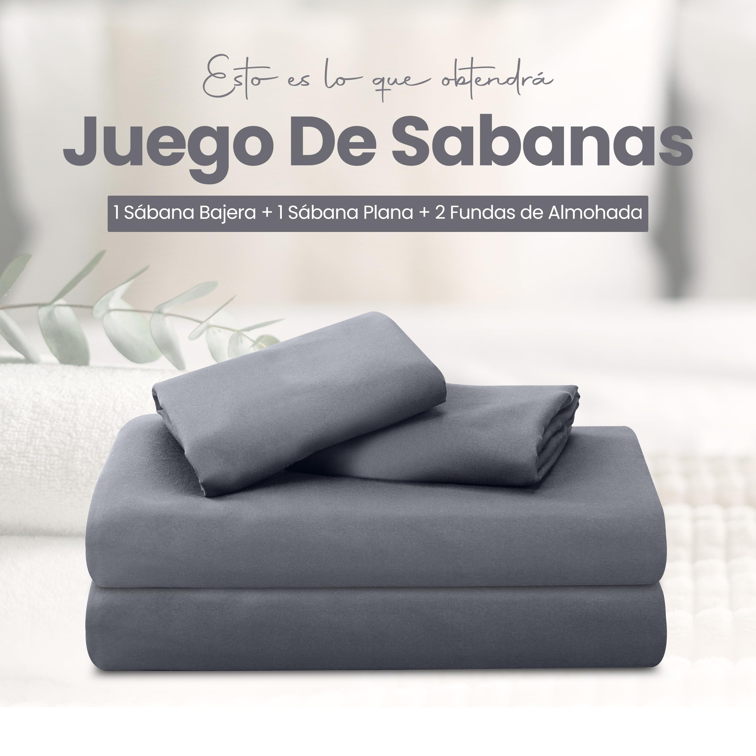 Utopia Bedding Juego de Sabanas 4 Piezas 135x190 - Poliéster Microfibra Cepillada - Oeko-Tex Certificado - Sábana Bajera, Sábana Plana y 2 Fundas de Almohada 50x75 (Cama 135, Gris) — view 22