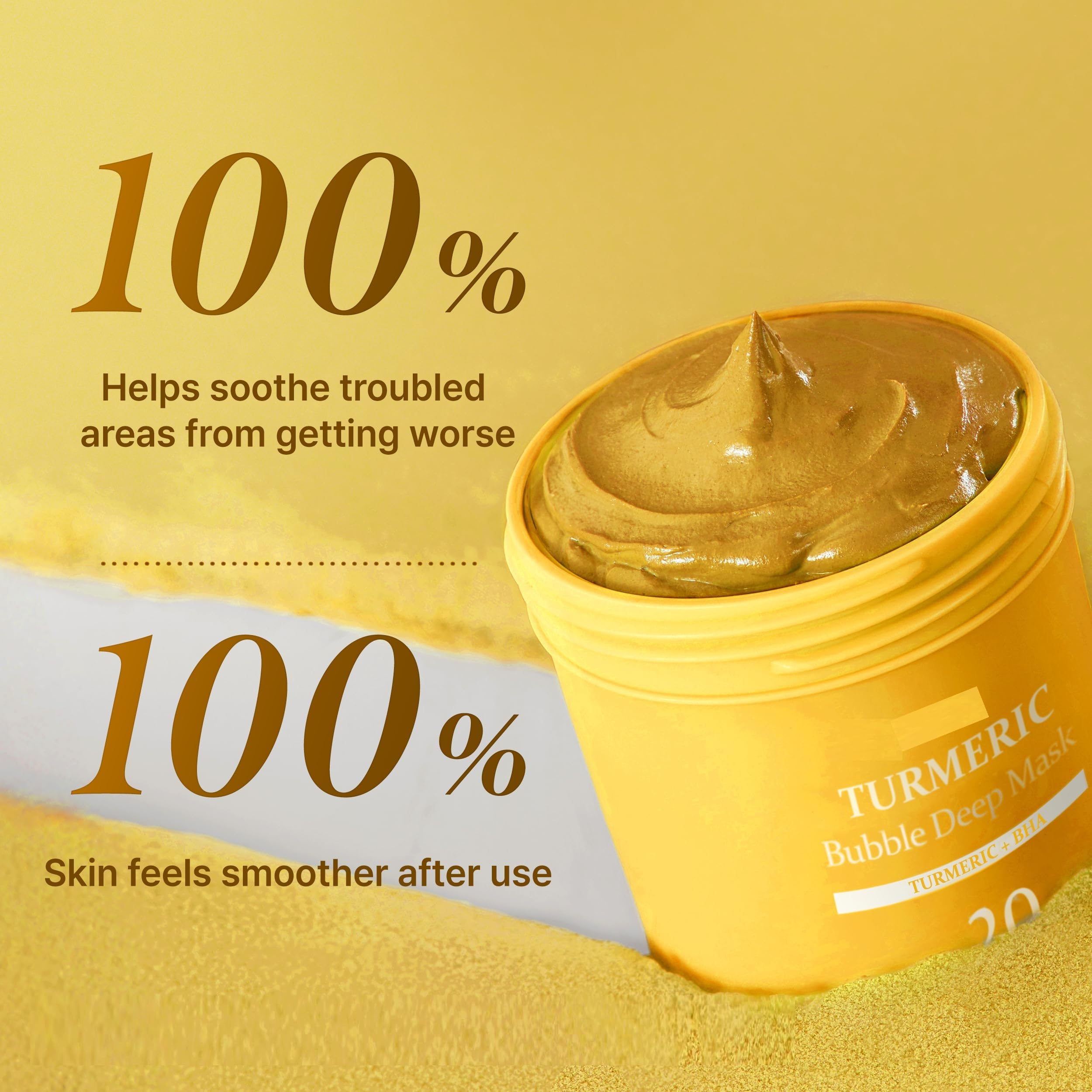 Mascarilla limpiadora de burbujas con cúrcuma (90 g) – Limpieza profunda con AHA y ácido salicílico; calma el enrojecimiento, ilumina el rostro y equilibra la grasa (mascarilla de enjuague)