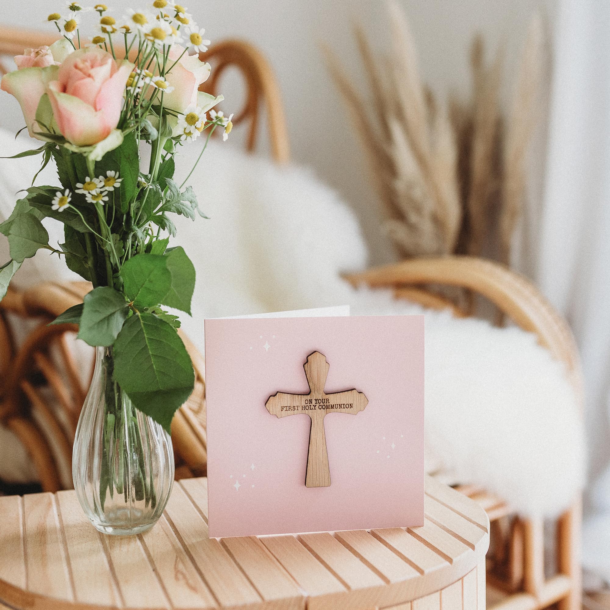 Baptism Card for Boy with Removeable Wooden Cross Keepsake (Blue, Baptism Day) - Image 2